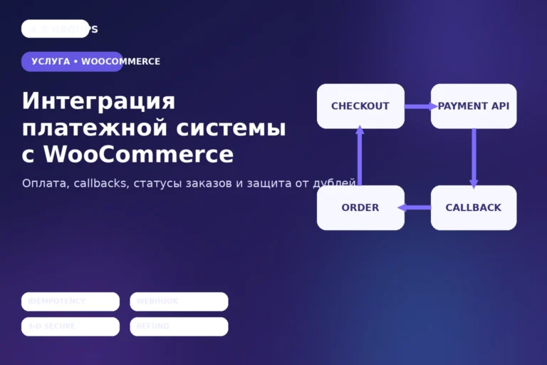 Схема интеграции платёжной системы WooCommerce: checkout, payment API, callback и заказ