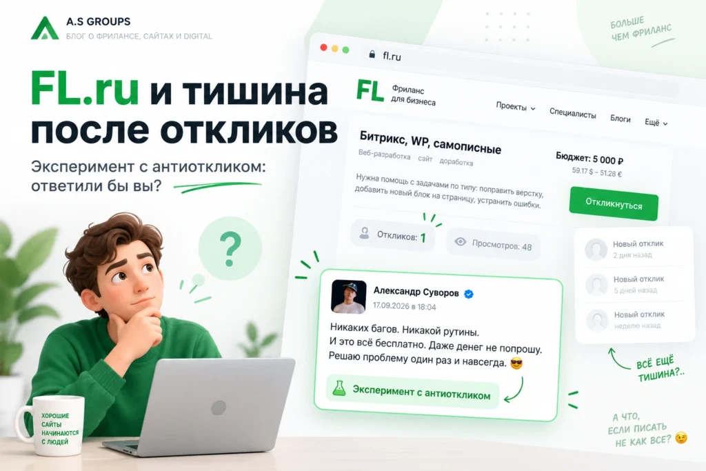 FL.ru и тишина после откликов — эксперимент с антиоткликом