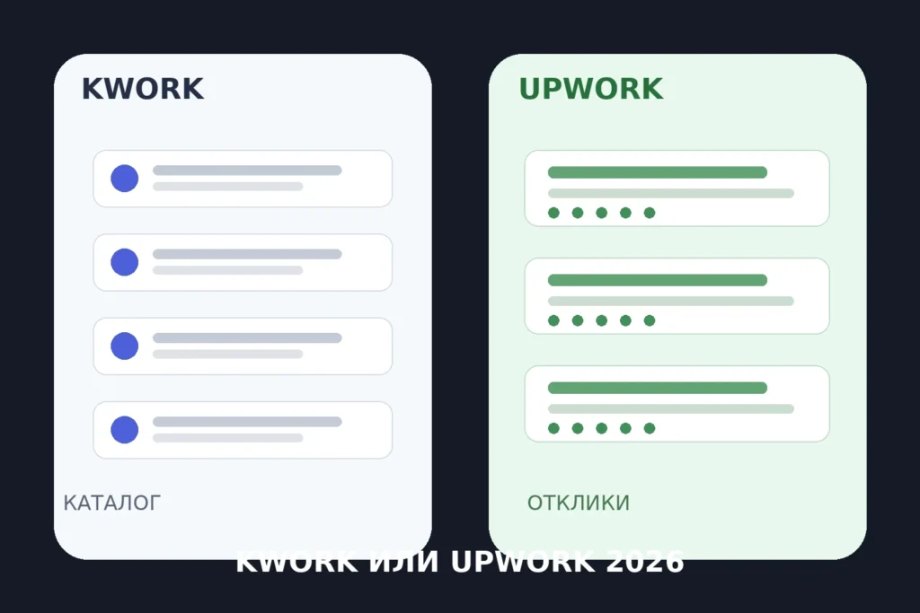 Kwork или Upwork в 2026 году — сравнение моделей поиска заказов для веб-разработчика