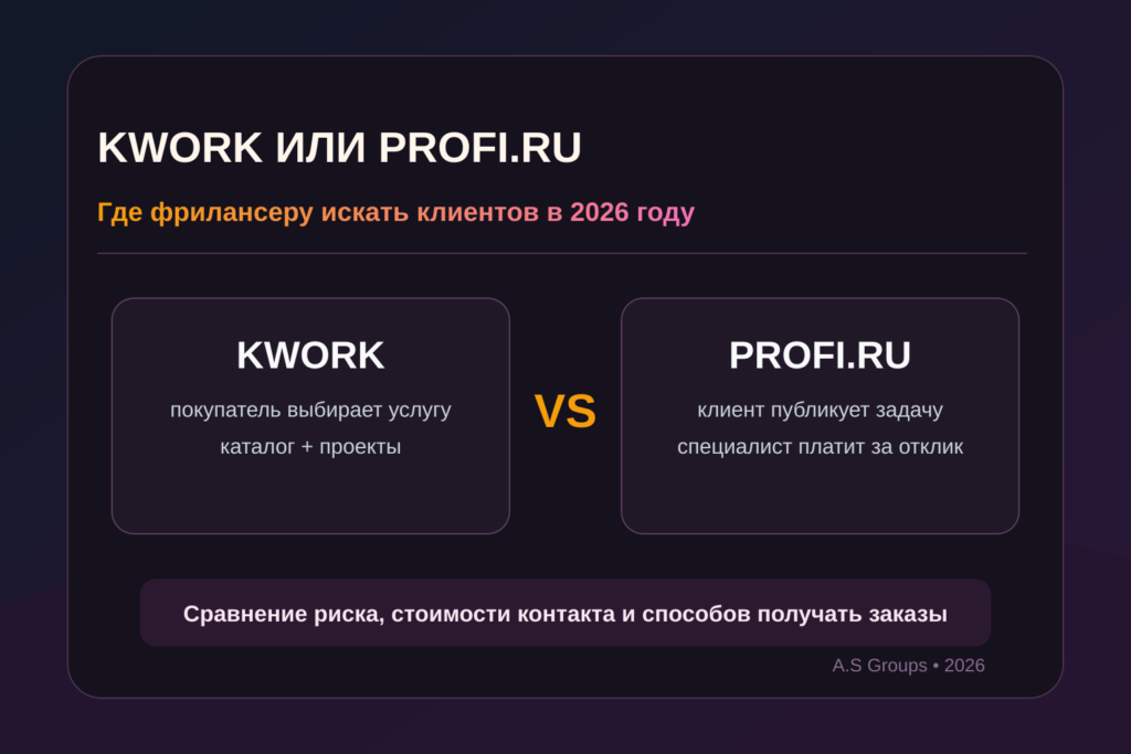 Kwork или Profi.ru в 2026 году — сравнение способов поиска клиентов
