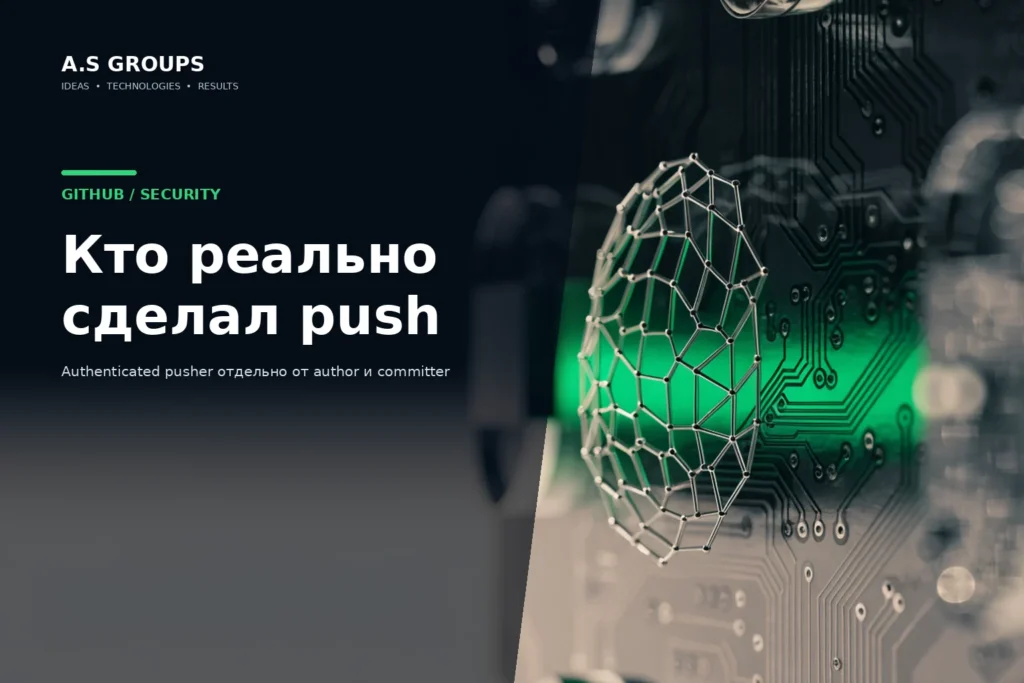 GitHub Push Attribution показывает реального authenticated pusher отдельно от author и committer